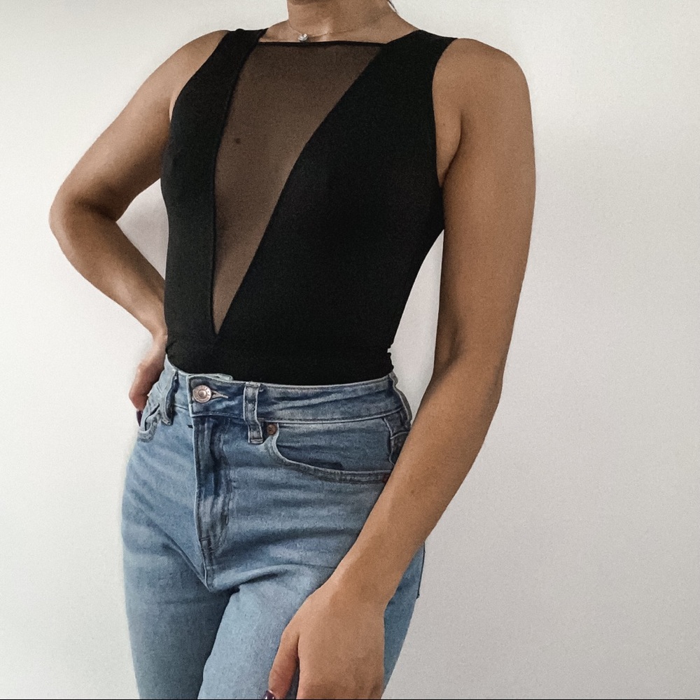 Black mesh bodysuit